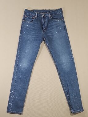 Levi's Blue Skinny Jeans with White Paint Splatter